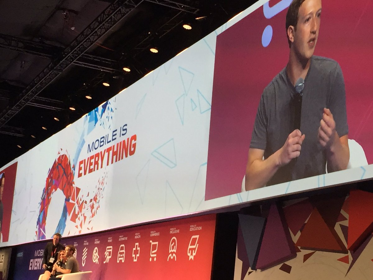 Mark Zuckerberg speaking at MWC 16